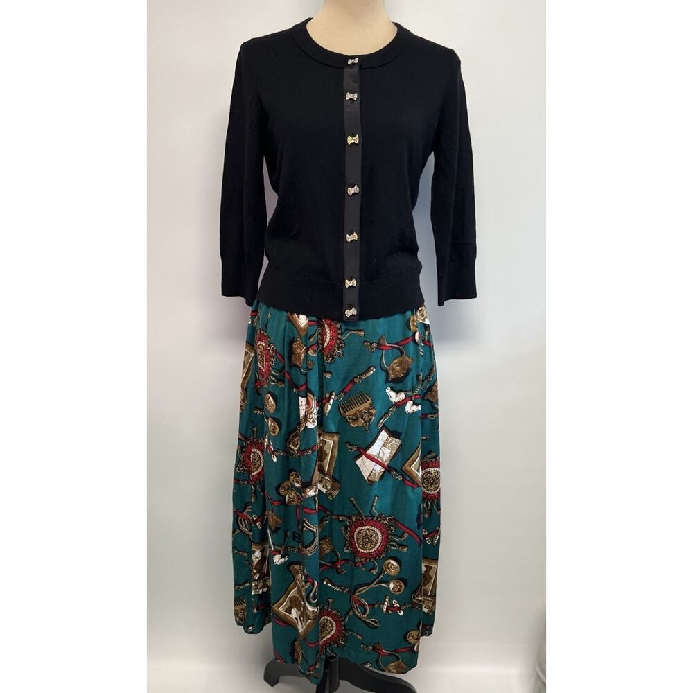 Vintage 80s‎ Chaus Skirt Sz 16 Equestrian Hunting Novelty Print Preppy Old Money